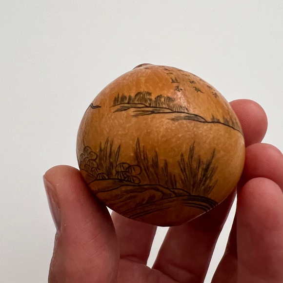 Antique lanzou carved etched gourd Chinese Zodiac year of Rat folk art - Picture 6 of 15